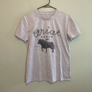 Ariat Womens Casual Bull Graphic Rodeo Western Tee Crew Neck Shirt Gray Size S